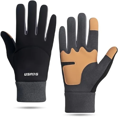 Vista 3 de Winter Touch Screen Gloves, Thermal Cycling Gloves for Outdoor Sports, Mountaineering, Photography, Black and Grey