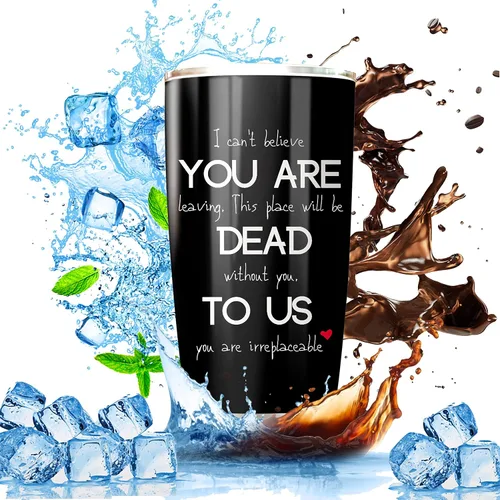 Vista 3 de CHICKOR Vaso térmico de 20 onzas con tapa con texto en inglés "You Are Dead To Us", regalo de despedida para empleados gerentes de trabajo, regalos
