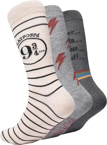 Vista 3 de Harry Potter Juego de 3 calcetines para maleta, color avena jaspeado, 1013, Avena