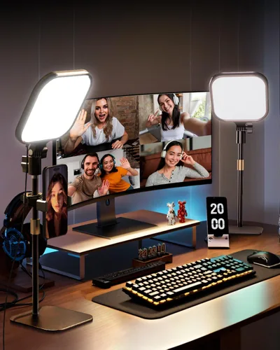 Vista 7 de UBeesize Iluminación de zoom para computadora, iluminación de videoconferencia para videollamadas, luz de escritorio con soporte y soporte