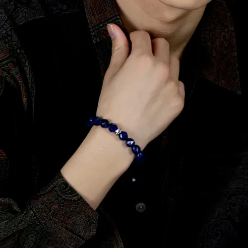 Vista 8 de AWNL Men's Beaded Bracelet with Sterling Silver Charm Adjustable Drawstring 10mm Sodalite Red Tiger's Eye Natural Gemstone, 5.9''-7.5
