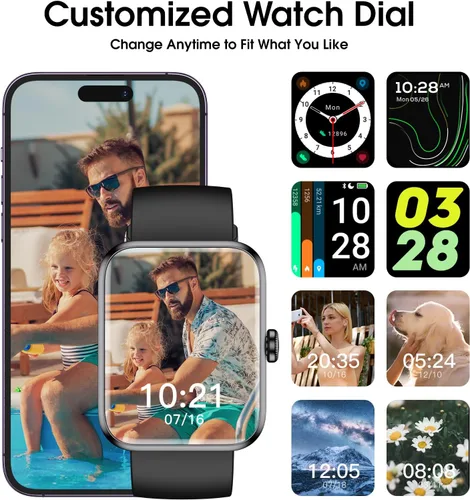 Vista 6 de Reloj inteligente TYKOIT, rastreador de fitness con monitor de frecuencia cardíaca, oxígeno en sangre, rastreador de sueño, reloj inteligente