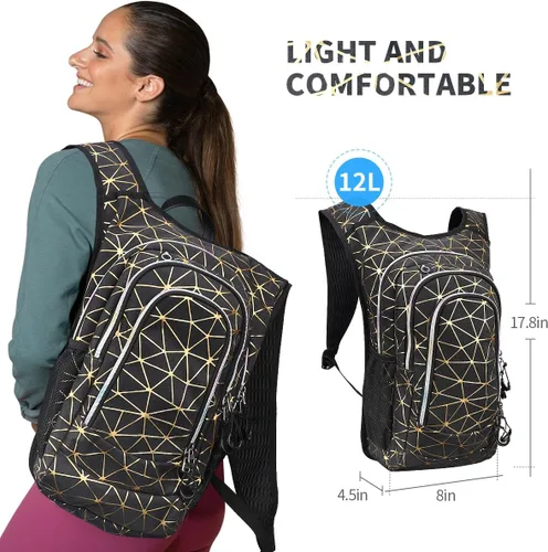 Vista 2 de Mochila de hidratación rave, paquete de hidratación para festivales con vejiga de agua de 2 L, mochila de agua ligera, bolsa de hidratación