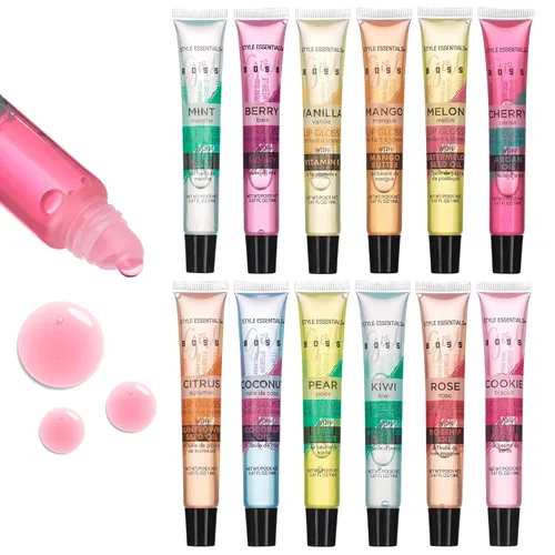 Vista 10 de EXPRESSIONS Juego de 12 aceites labiales – Paquete de valor de aceites labiales saborizados, aceites labiales hidratantes con aplicación de tubo