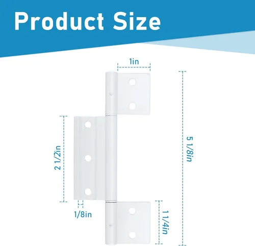 Vista 3 de Paquete de 3 bisagras para puerta de tormenta, aluminio blanco de 1/8 pulgadas para pantalla central ranurada Larson/bisagras de puertas