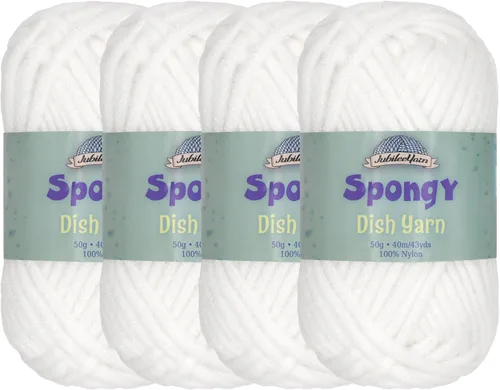 Vista 8 de JubileeYarn Hilo esponjoso para platos - 50 g/madeja de nylon grueso - paño de cocina - negro - 4 madejas