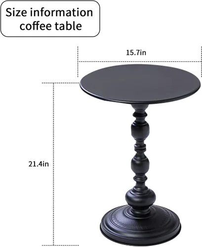 Vista 2 de Elegante mesa auxiliar redonda vintage con columnas romanas, diseño de metal resistente, perfecta como mesa de café, extremo, té o de ocio