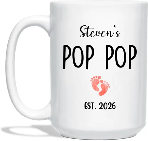 Vista 21 de Taza de café de cerámica con texto en inglés «Best Grandpa Add Photo », regalos para abuelo, abuelo, papá, amapola, Día del Padre, taza de café