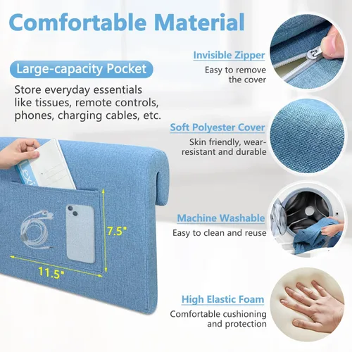 Vista 4 de KAAMOS Cojín acolchado para riel de cama, fundas acolchadas para camas de hospital, protector de caídas de camas, almohadillas de barrera
