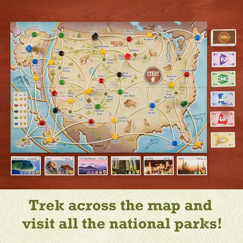 Vista 2 de Underdog Games Trekking The National Parks - Juego de mesa familiar galardonado para niños a partir de 10 años, fácil de aprender, actividades