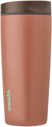 Vista 19 de Owala SmoothSip Slider - Vaso de café aislado de acero inoxidable, reutilizable, taza de café helado, taza de viaje para café caliente, sin BPA, 12