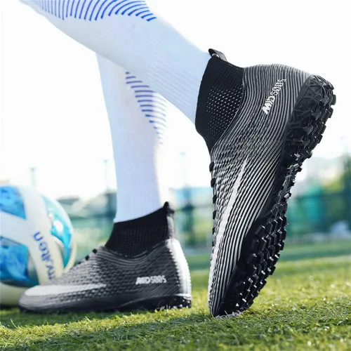 Vista 3 de Botas de fútbol para hombre, ligeras, transpirables, firmes, para exteriores, interiores, escuela, juego, entrenamiento