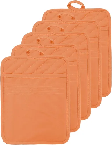 Vista 7 de Oven Pot Holder with Pocket Cotton Heat Resistant Coaster Potholder Kitchen Hot Pad Oven Mitts for Cooking and Baking Square 7"x9" (Aqua, Silicone)
