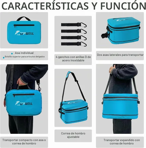Vista 5 de UPWELL Accesorios para tabla de remo, bolsa enfriadora impermeable de SUP con cremallera de TPU, bolsa seca de PVC, 30 latas, bolsa enfriadora