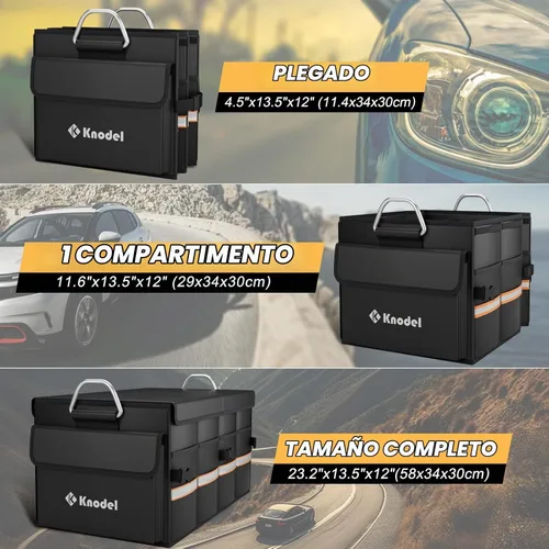 Vista 3 de K KNODEL Organizador de maletero de automóvil, organizador de automóvil con tapa, almacenamiento plegable de servicio pesado para SUV, camión