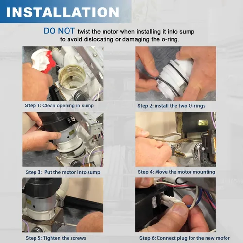 Vista 6 de 154844101 Motor Kit/154844101 Motor de bomba de circulación para lavavajillas con juntas tóricas para lavavajillas Frigidaire, reemplazar 154483001