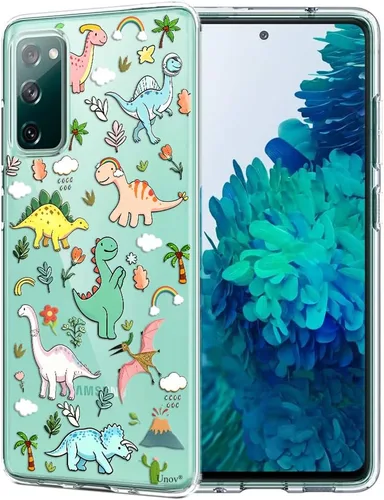 Vista 12 de Unov Funda para Galaxy S20 FE, transparente con diseño, ajuste delgado, buen agarre, funda de teléfono en relieve, cubierta protectora a prueba