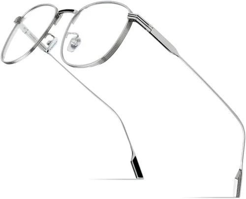 Vista 7 de FONEX Marco de gafas de titanio, marco óptico de lentes de miopía para hombres y mujeres 8517 Dorado