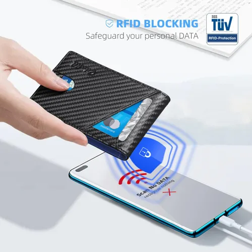 Vista 4 de Zitahli - Billeteras delgadas RFID para hombres, billetera de cuero flexible con clip de dinero, cartera minimalista con bolsillo frontal