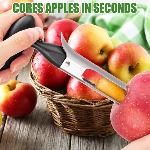 Vista 3 de Descorazonador de manzana, herramienta descorazonadora de manzana de acero inoxidable premium, mango ergonómico resistente, fácil de usar y limpiar