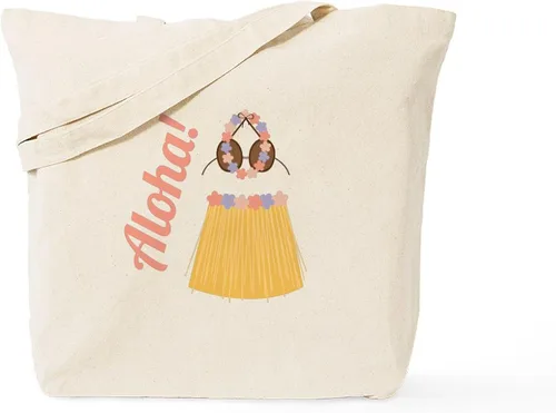 Vista 7 de CafePress Aloha! - Bolsa reutilizable de lona color beige, Caqui