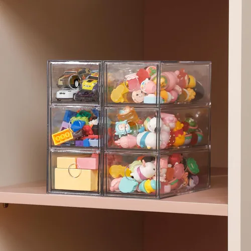 Vista 8 de Cajones de almacenamiento de plástico, organizador de suministros de oficina en casa para baño, cocina, despensa, barra de café, caja transparente