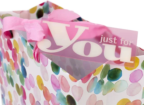 Vista 4 de Hallmark Bolsa de regalo cuadrada grande de 10 pulgadas (puntos de acuarela, solo para ti) para cumpleaños, día de la madre, Pascua, graduaciones