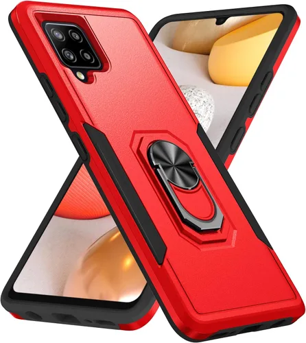 Vista 9 de Funda para Samsung Galaxy A42 5G con anillo de soporte, resistente protección de grado militar a prueba de golpes para Galaxy A42 5G Funda de Negro
