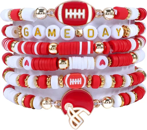 Vista 16 de Ardorchid Pulseras de Halloween para Mujeres Calabaza Fantasma Esqueleto Murciélago Calavera con Cuentas Apilables Elásticas Rugby Acción de Gracias