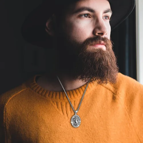 Vista 4 de Collar de San Cristóbal, medalla de San Cristóbal, bendición de seguridad, colgante religioso, regalo para hombres, mujeres, familia, padres