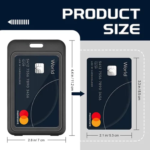 Vista 2 de Paquete de 3 portatarjetas de identificación con ventanas de doble cara, de plástico duro, vertical, para tarjetas de identificación, protector