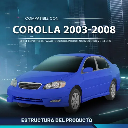 Vista 3 de PIT66 Juego de Soportes de Parachoques Delantero Izquierdo y Derecho 2 Piezas Compatible con Toyota Corolla CE LE S 2003-2008, Compatible