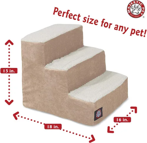 Vista 2 de Majestic Pet 78899500211 Escaleras portátiles para mascotas Suave sensación de espuma Sherpa Escalones para perros y gatos Rampa para perros