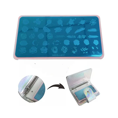 Vista 2 de DRDS 20 ranuras para arte de uñas, soporte para placa de estampación, bolsas de almacenamiento, cajas de almacenamiento de arco iris, prácticas