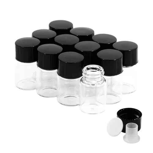 Vista 15 de 25 frascos pequeños de vidrio transparente de 1 fl oz con tapas de rosca