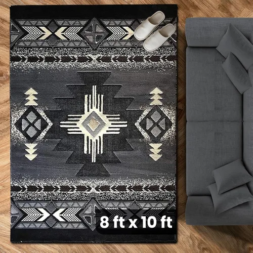 Vista 74 de YHSF South West - alfombra estilo nativo americano del suroeste C318 - fácil de limpiar, gruesa, suave, duradera, alfombra inspirada en tribus