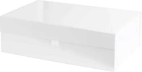 Vista 2 de Purple Q Crafts 1 Paquete Caja de Regalo Dura Blanca con Tapa de Cierre Magnético 10.5"x7"x3" Cajas de Favor Rectangulares con Acabado Blanco