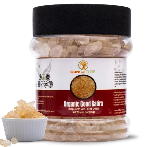 Cure Wid Pure Organic Gond Katira - Goma de mascar de tragacanto de grado alimenticio de 8 onzas, totalmente natural, sin OMG, sin gluten, sin sal |