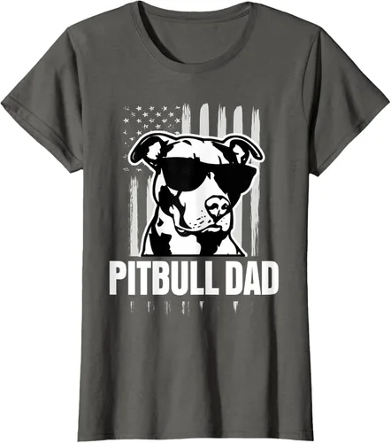 Vista 6 de Pitbull Dad - Camiseta para hombre con orgullo American Pit Bull Dog, Negro, S