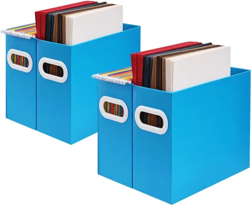 Vista 31 de Organizador de archivos colgante, organizador de carpetas de archivos de cartón para tamaño carta, caja de almacenamiento de documentos