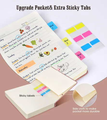 Vista 5 de Cuaderno rayado, 365 páginas B5, diarios grandes para escribir cuaderno a rayas, diarios de cuero de tapa dura rosa para mujeres y hombres, cuaderno