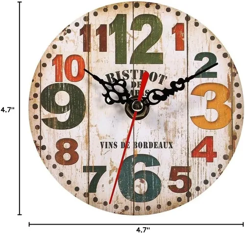 Vista 3 de Reloj colgante de madera, reloj de pared de madera ligero, práctico para decoración del hogar, decoración de cocina (#3)