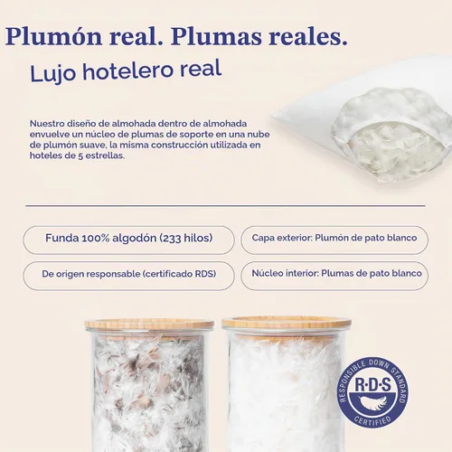 Vista 4 de FluffCo Zen Fluff® - Almohadas de plumón para dormir, firmes, tamaño King