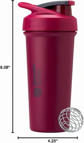 Vista 8 de BlenderBottle Sport Sleek - Botella agitadora de acero inoxidable, 25 onzas, frambuesa