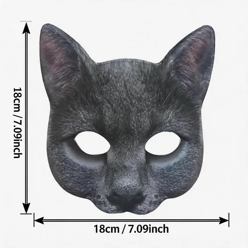 Vista 7 de 1 máscara de gato de media cara de Halloween para Halloween, Navidad, Pascua, accesorio de fiesta de disfraces (estilo A)