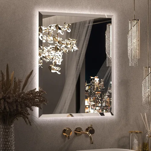 Vista 16 de Keonjinn - Espejo de 48x30 pulg retroiluminado LED para baño/tocador, luz de 3 colores ajustables blanca/cálida/natural, lúmenes altos, montaje