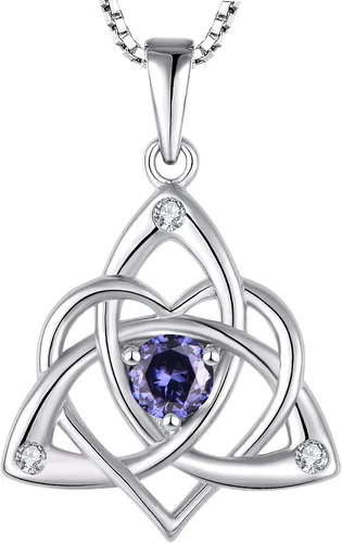 Vista 8 de STARCHENIE Celtic Knot Necklace for Women 925 Sterling Silver Trinity Love Knot Pendant Birthstones Jewelry 38-Ópalo-Oct