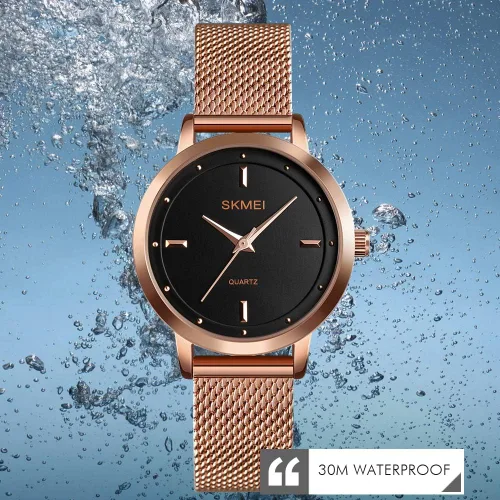 Vista 3 de SKMEI - Reloj de pulsera para mujer impermeable analógico de cuarzo para mujer