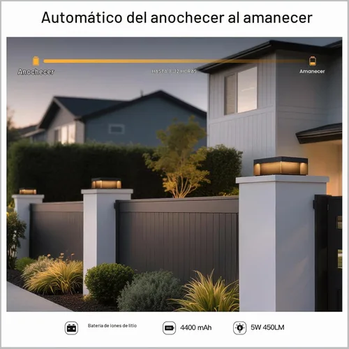 Vista 5 de MVBT Luz solar de poste de 11.8 pulgadas, luces de pilar modernas para exteriores, impermeable, 3000 K, lámpara LED de columna de puerta de patio