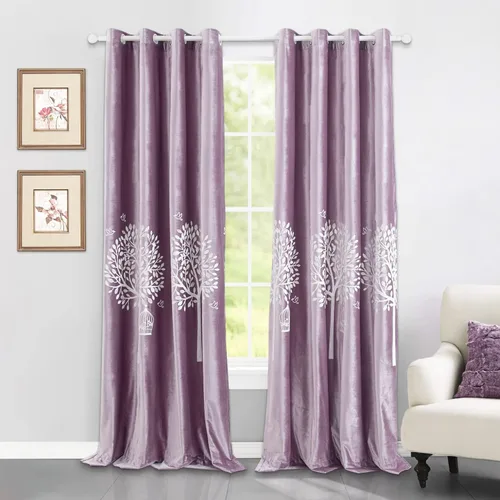 Vista 11 de VOGOL Cortinas traslúcidas blancas de 84 pulgadas de largo, cortinas de gasa ligeras bordadas de árbol para granja, 2 paneles de estilo campestre
